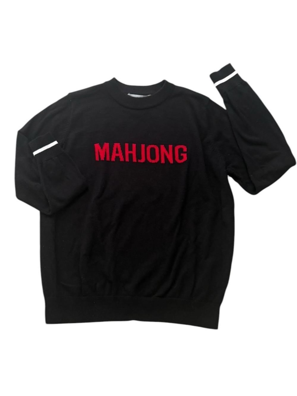 NWT Black 'MAHJONG' Crewneck Sweater with Red Logo Size L